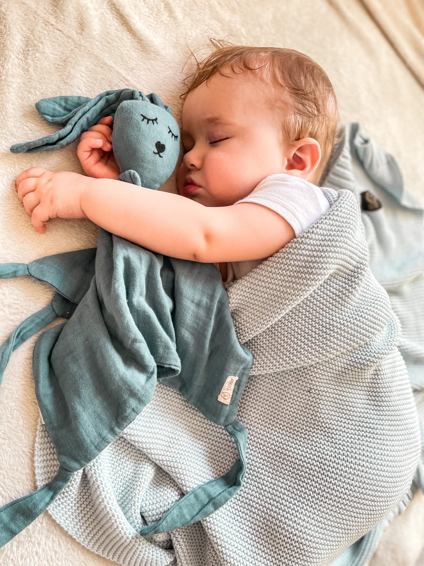 Mint Bunny Cuddle Security Blanket