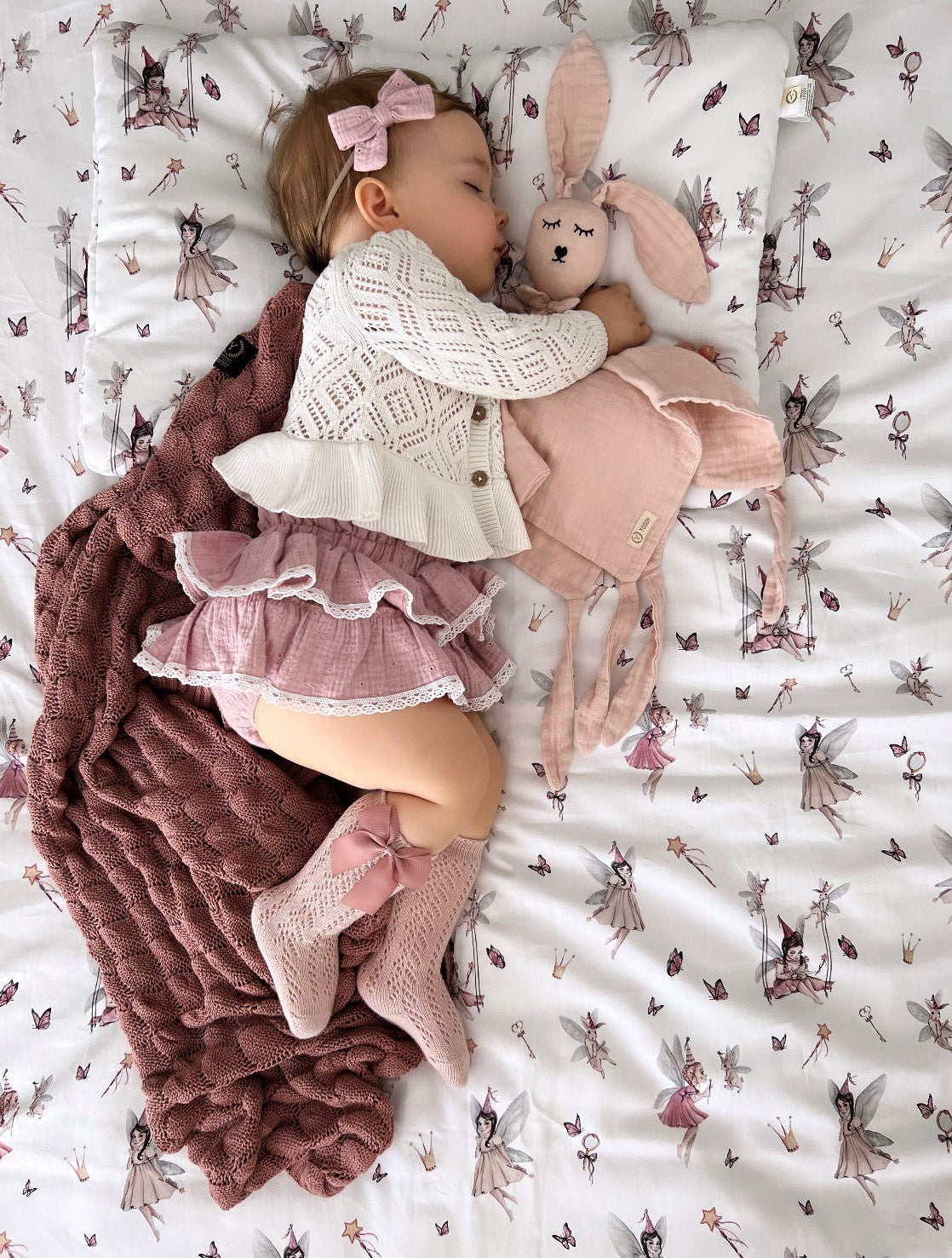 Powder Pink Bunny Cuddle Security Blanket