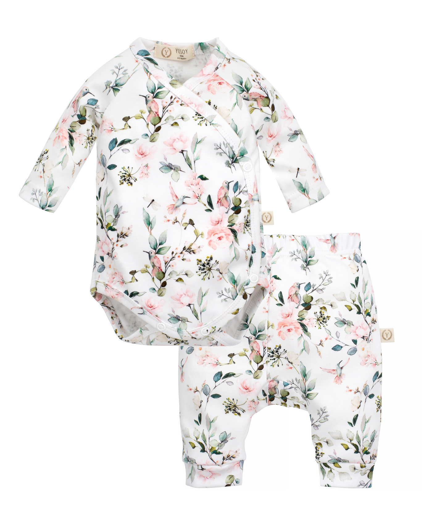 Long Sleeve Kimono Bodysuit and Pants, 2-Piece Set - SECRET GARDEN