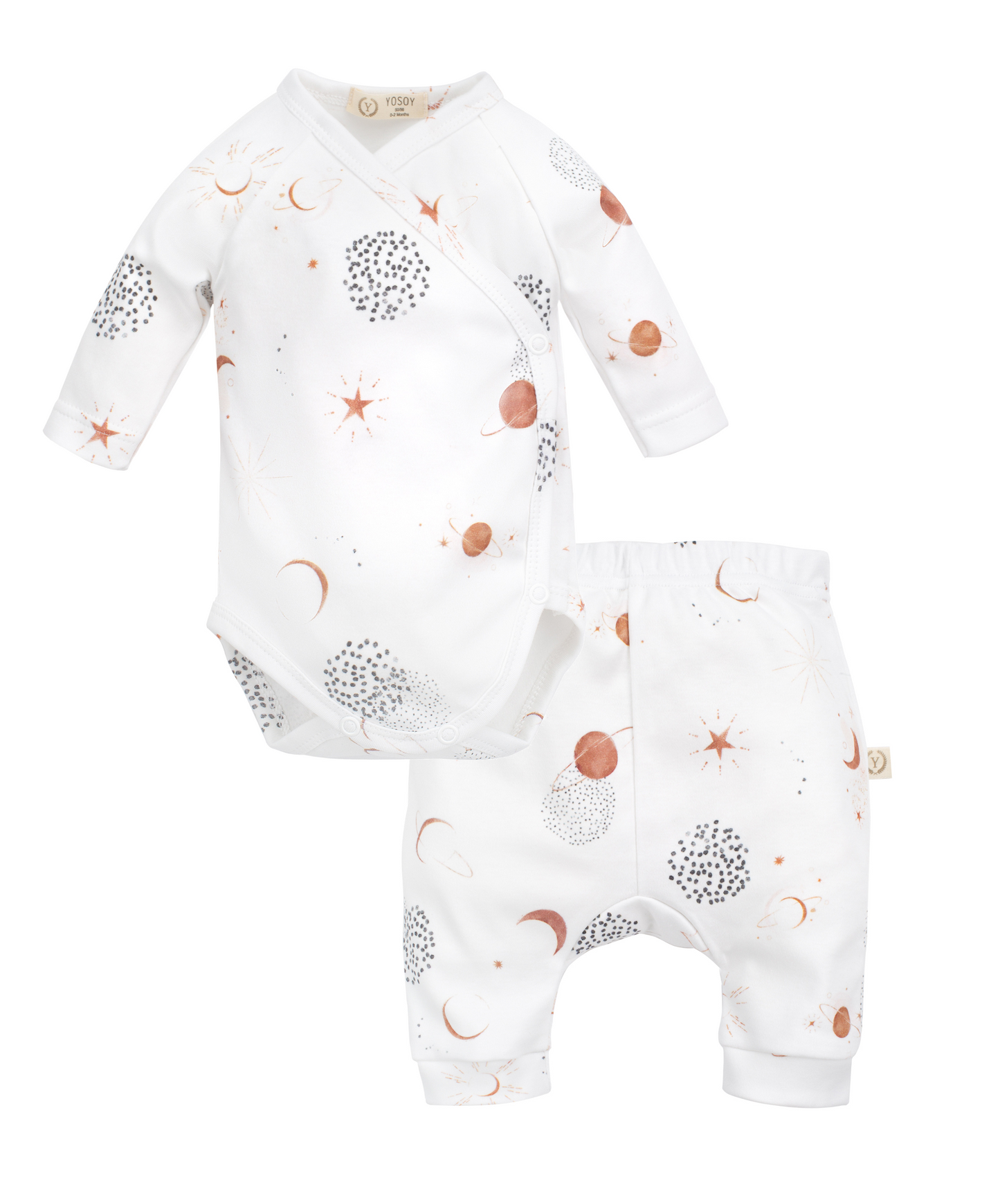 Long Sleeve Kimono Bodysuit and Pants, 2-Piece Set - SKY STARS