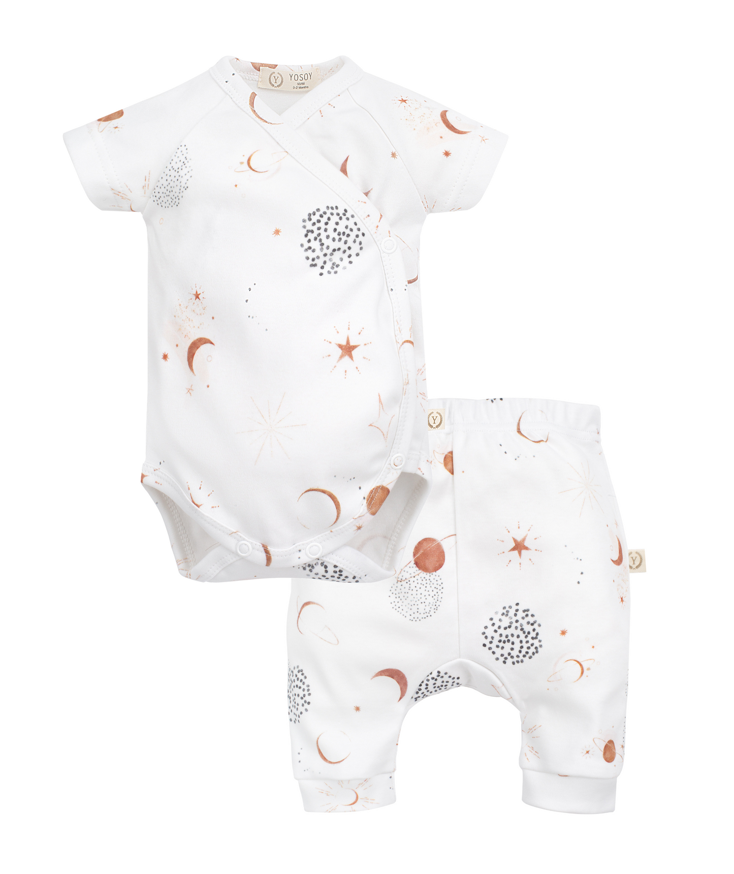 Short Sleeve Kimono Bodysuit and Pants, 2-Piece Set - SKY STARS