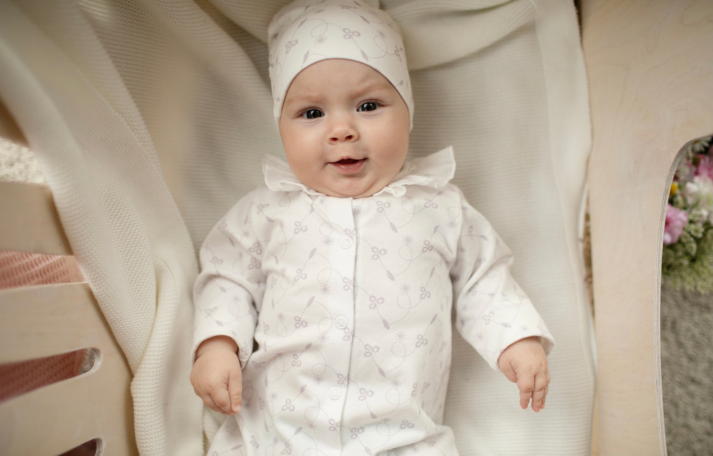 Baby Girl Bodysuit with Ruffle Collar