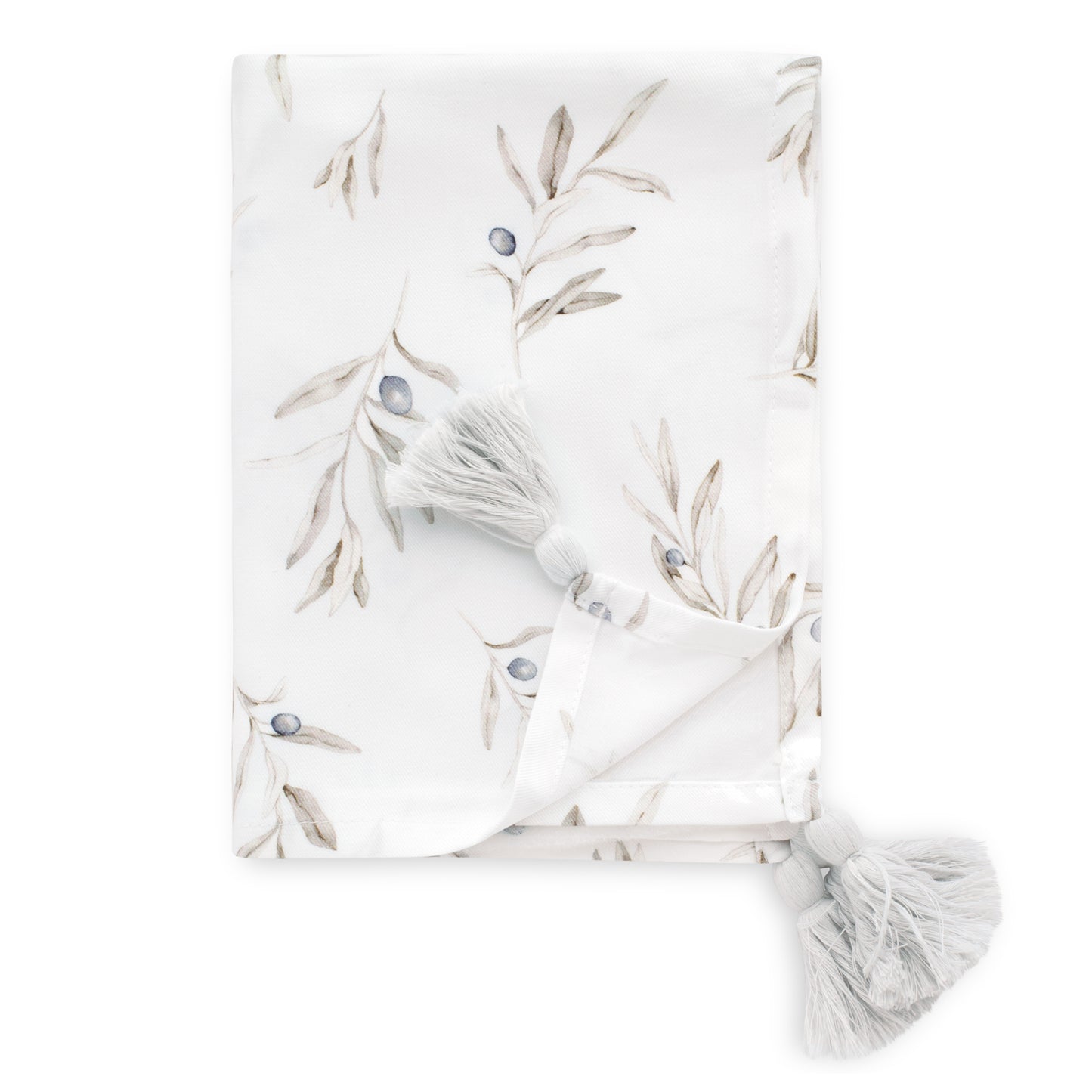 Bamboo Swaddle Blanket with Tassels - OLIVE LEAVES