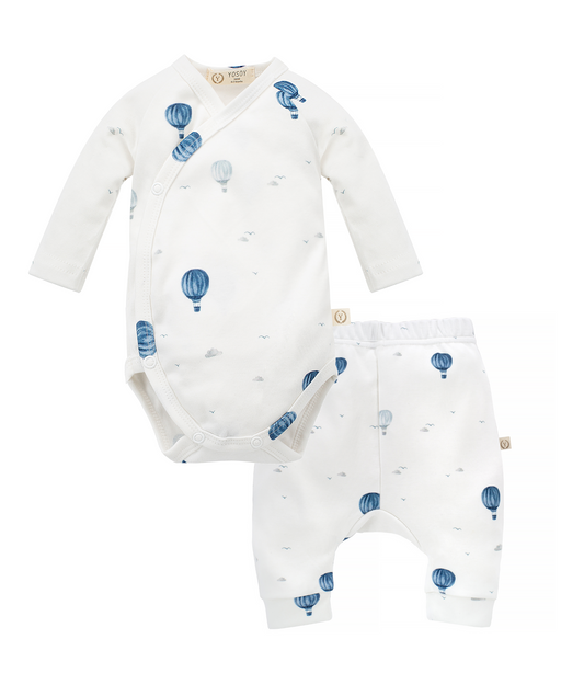 Long Sleeve Kimono Bodysuit and Pants in Hot Air Balloons