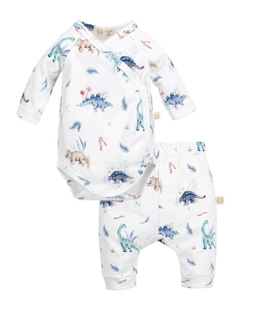 Long Sleeve Kimono Bodysuit and Pants, 2-Piece Set - DINOS