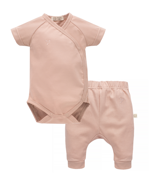 Short Sleeve Kimono Bodysuit and Pants, 2-Piece Set