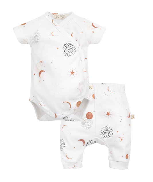 Short Sleeve Kimono Bodysuit and Pants, 2-Piece Set - SKY STARS
