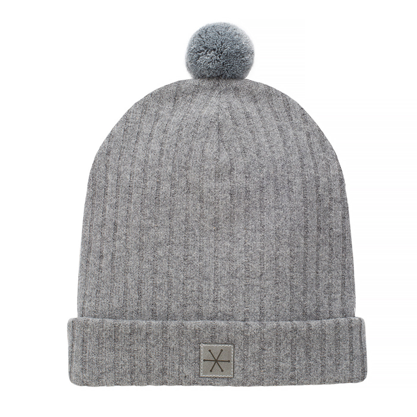 Gray Pom Pom Winter Hat