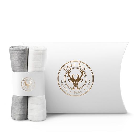 White & Gray Bamboo Swaddle Blankets