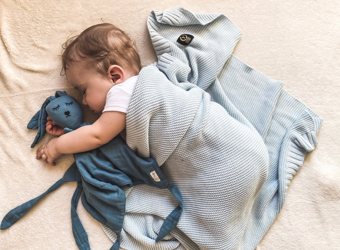 Bashful Blue Bunny Cuddle Security Blanket