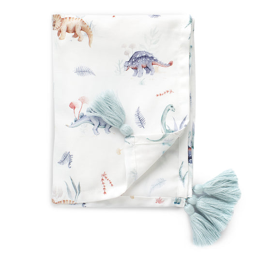 Bamboo Swaddle Blanket with Tassels - DINOS