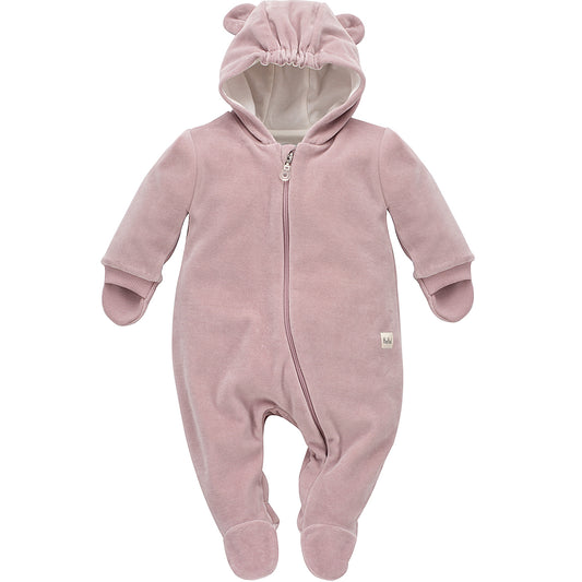 Hello Pink Velour Zip-Up Pramsuit