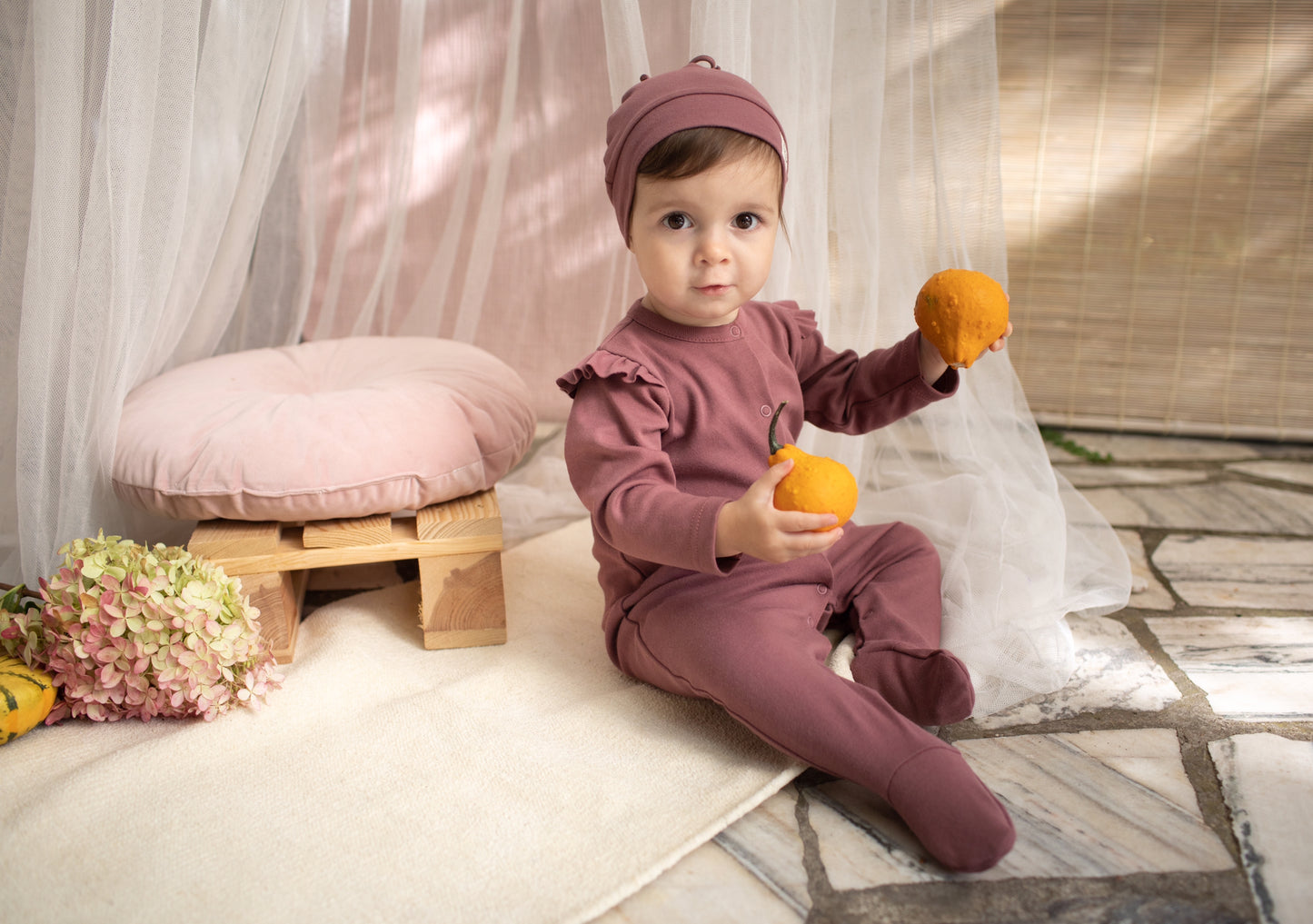Baby girl footed coverall