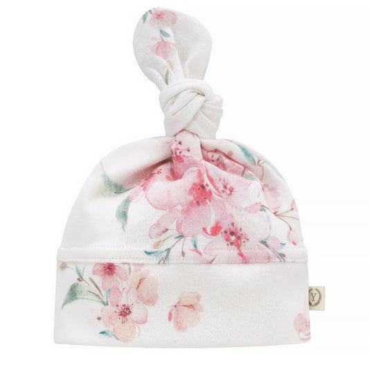 Top Knot Baby Hat JAPANESE FLOWERS