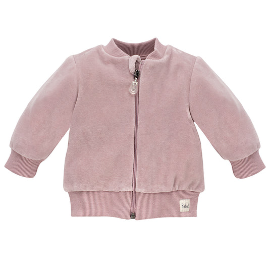 Hello Pink Velour Zip-Up Sweatshirt
