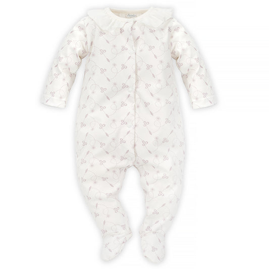Baby girl footed coverall with collar